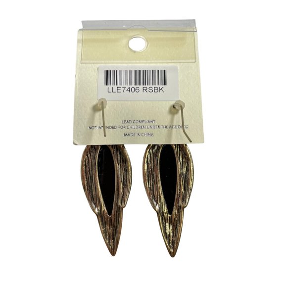 Mia Collection Black Gold Dangle Earrings By Kim Min Sun Lead Compliant - Picture 3 of 4